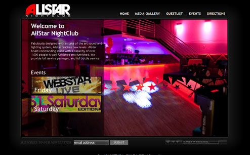 Allstar night club website design